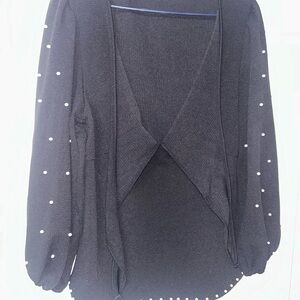 Elegant Black Sweater with Pearl Accents